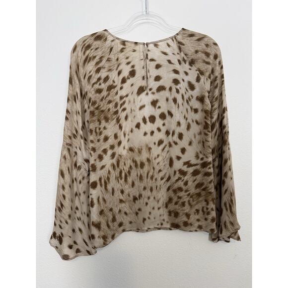 L'AGENCE Silk Blouse Women’s Small Bell Sleeve Dylan Cheetah Print - Picture 4 of 9